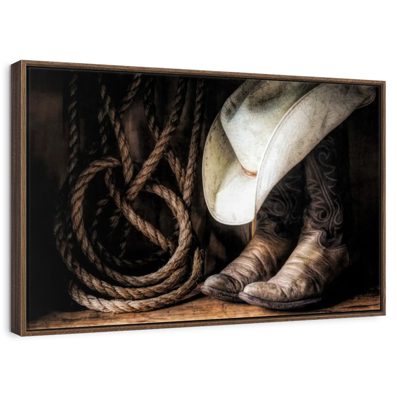 Ensemble Cowboy, 46 po x 31 po, Cadre flottant noyer