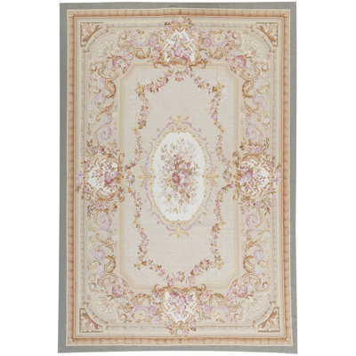Tapis beige et beige noué à la main de haute qualité