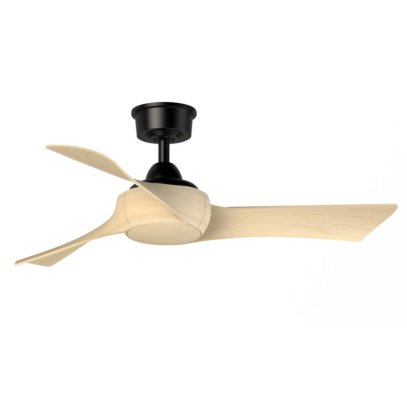 Wrap Custom 44 inch Indoor/Outdoor Ceiling Fan - Black with Natural blades, Natural, Black