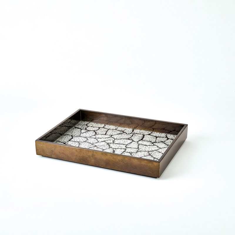 Eggshell Tray-Antique Gold Leaf-Sm, 2.25"H x 18"W x 14"D