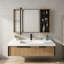 Armoire de toilette 41,6 po avec rangement, armoire à pharmacie murale avec porte miroir, tablettes en verre réglables, contreplaqué
