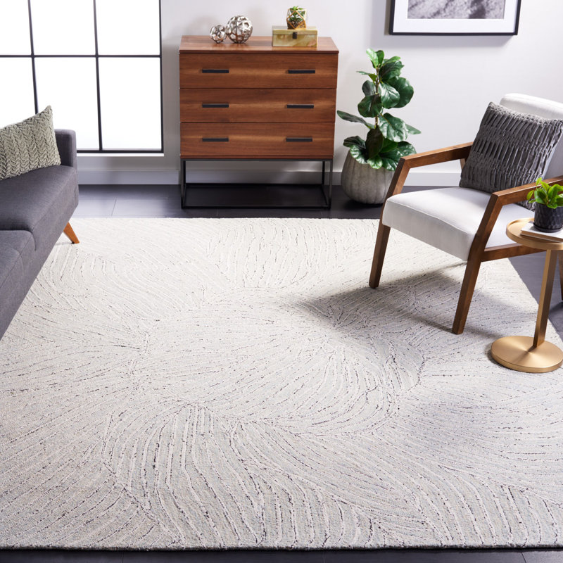 Metro Hand Tufted Wool And Cotton With Latex Floral Rug, Rectangle 8' x 10'