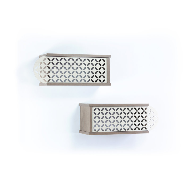 Wall Mounted Rustic Decorative Hanging Shelf for Books, Set of 2
