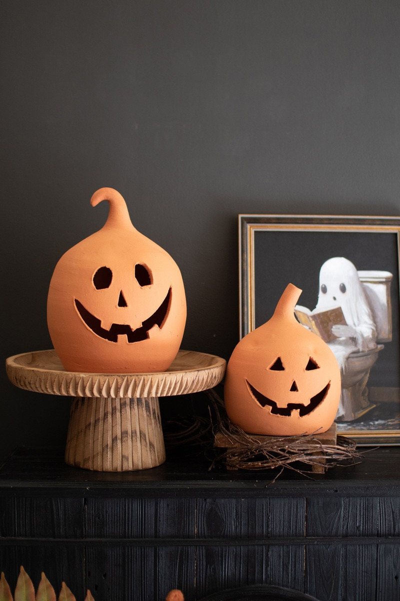 2-Piece Handcrafted Ceramic Lantern Set