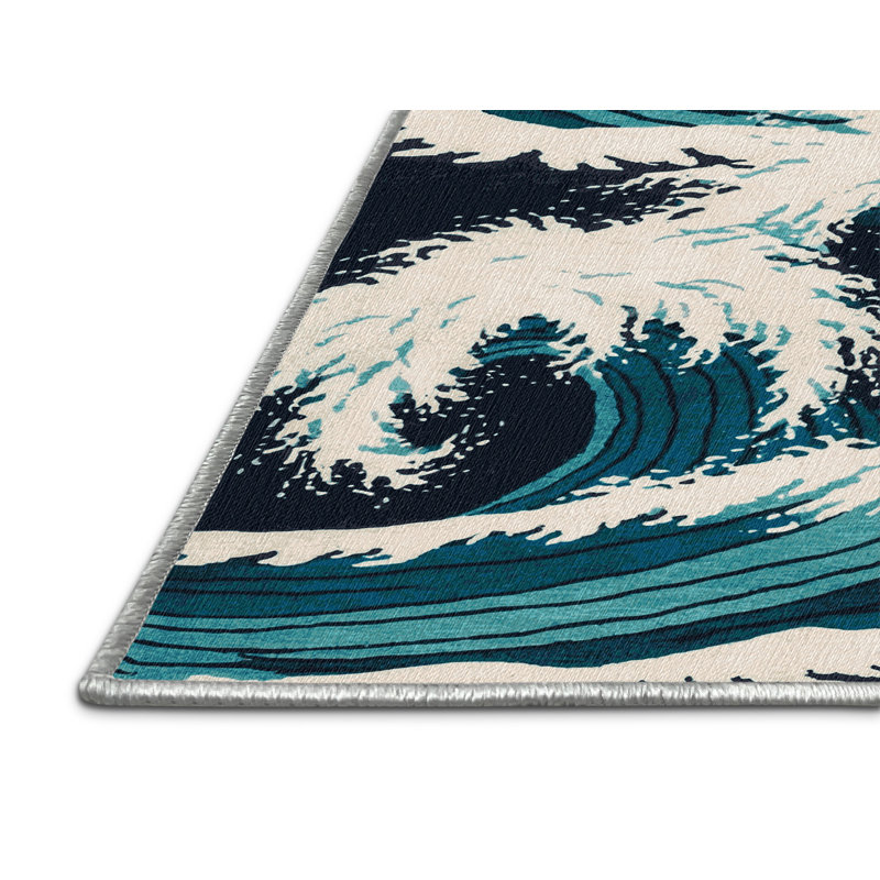  Tapis lavable hawaïen Breaking Waves, Rectangulaire 3 pi x 5 pi