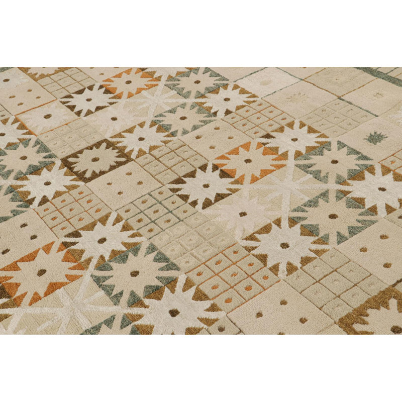 Hand Knotted Wool Geometric Area Rug in Polychromatic, Rectangle 10' x 14'