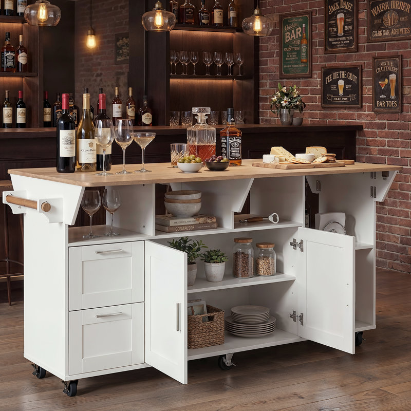Table roulante extensible pour cuisine / chariot de bar avec rangement