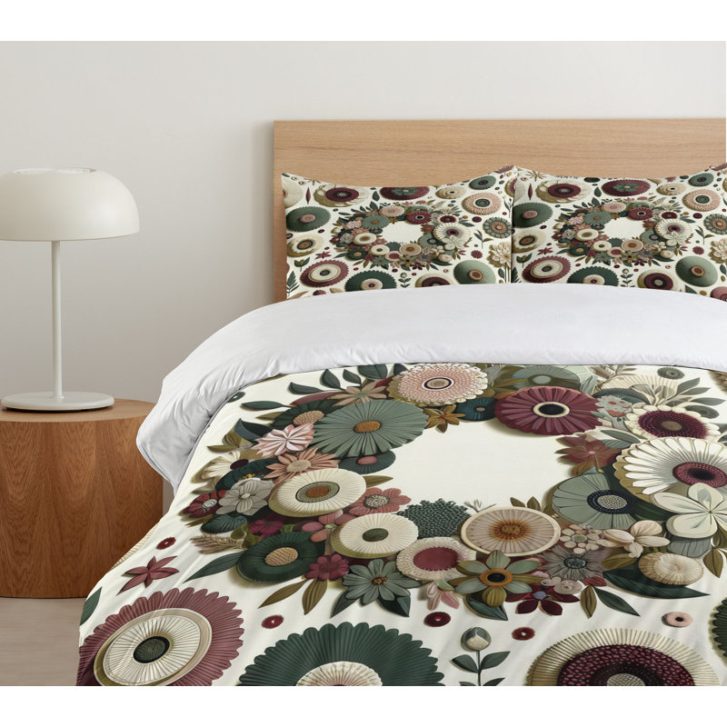 Flower Duvet Cover, Queen Duvet Cover + 2 Standard Shams