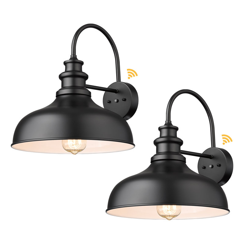 Dusk To Dawn Outdoor Barn Light Anti-Rust Outdoor Wall Sconce Farmhouse Exterior Lighting Fixture Wall Lantern Lamp For Porch,Garage(Black+White,2 Pack)