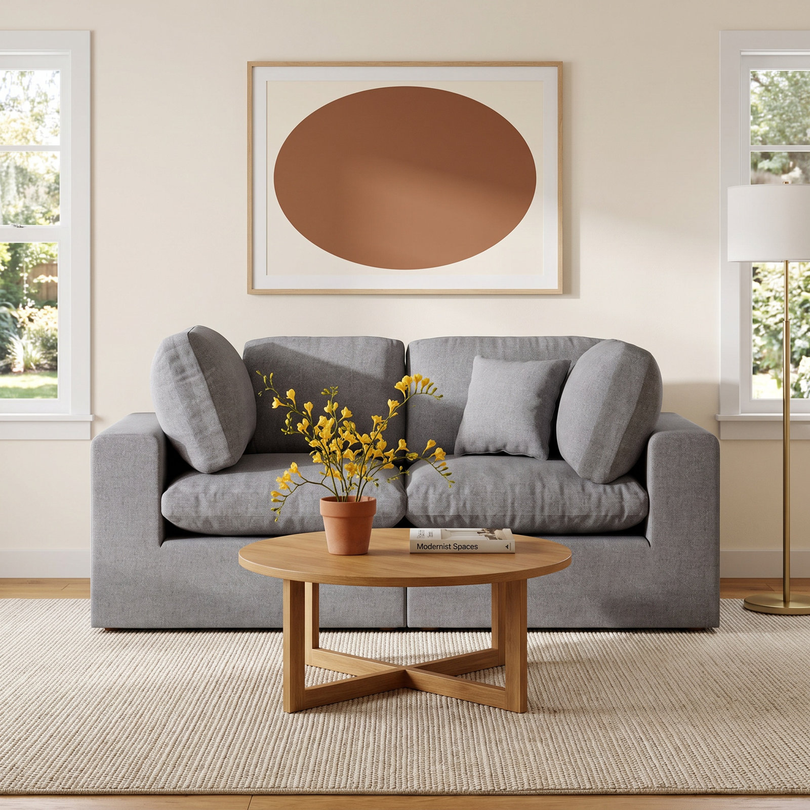 Jossa 38" Modular Sofa, Gray Polyester