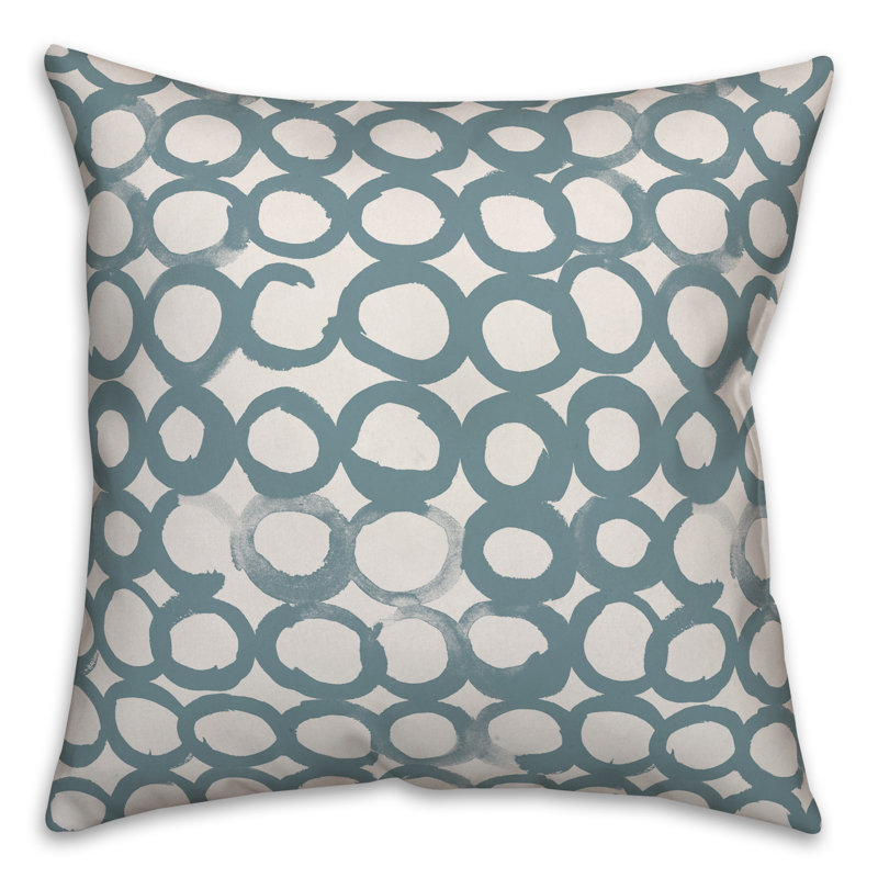  Ink Circles Throw Pillow, 16" x 16", Blue