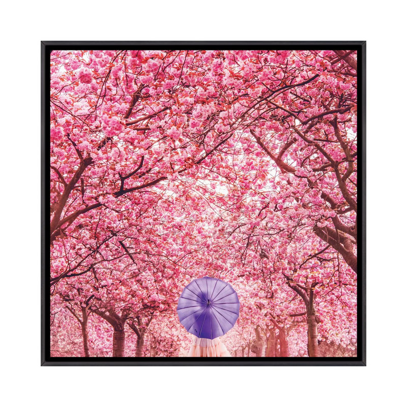 « Hanami Season » par Hobopeeba-reproduction d’art, Toile avec cadre noir patiné, Pas de tapis, H 26 po x l 26 po x P 1,5 po