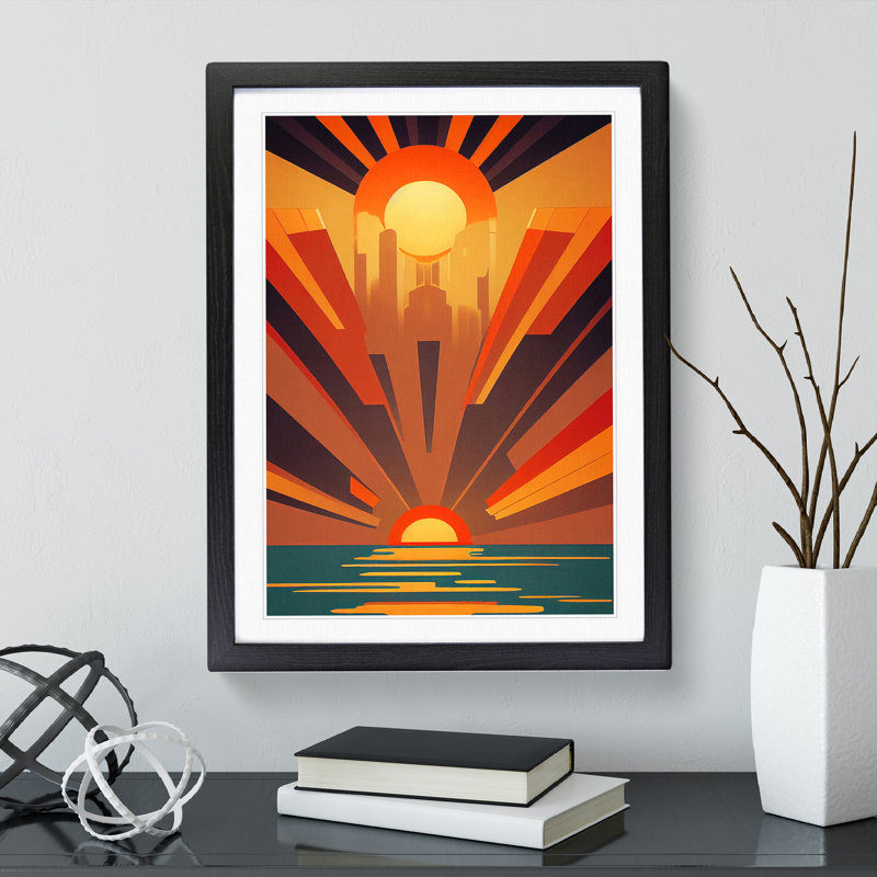 Ocean Sunset No.1 Framed Print, Black, 46cm H x 34cm W x 2cm D