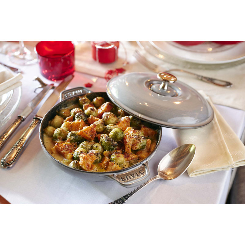 Staub Ceramics Cast Iron 7.9-inch Round Covered Baking Dish, Graphite Gray