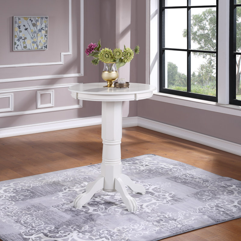 Adelaida 30.25" L Round Solid Wood Table, Buttermilk