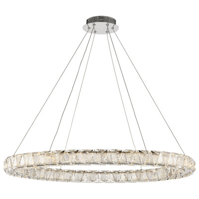 Dahlin - LED Round Pendant - Polished Nickel Finish - K9 Crystal