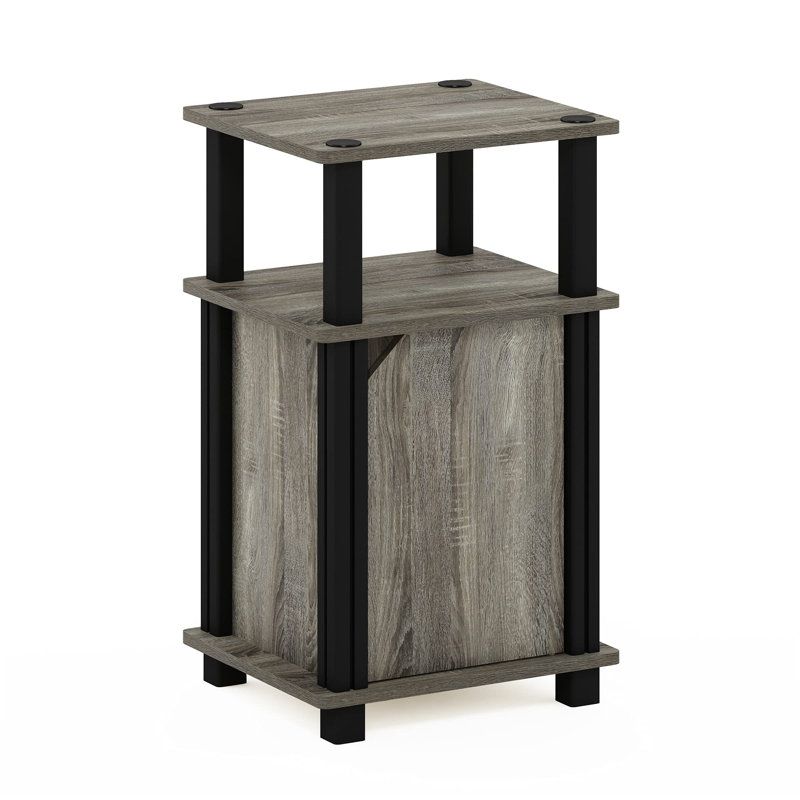 URBNLIVING 34cm W Manufactured Wood Bedside Table, Black/Grey