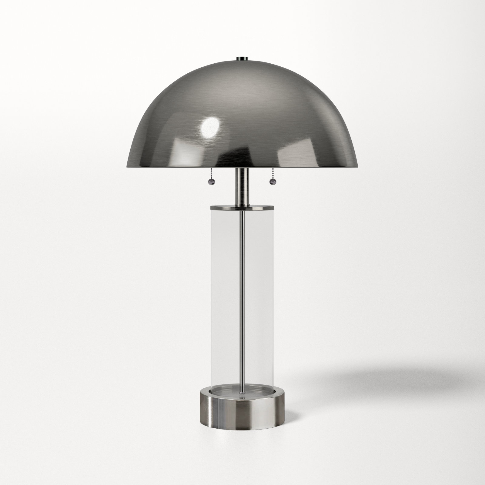 Anlow Desk Lamp, Brushed Steel & Clear Glass, Brushed Steel Metal