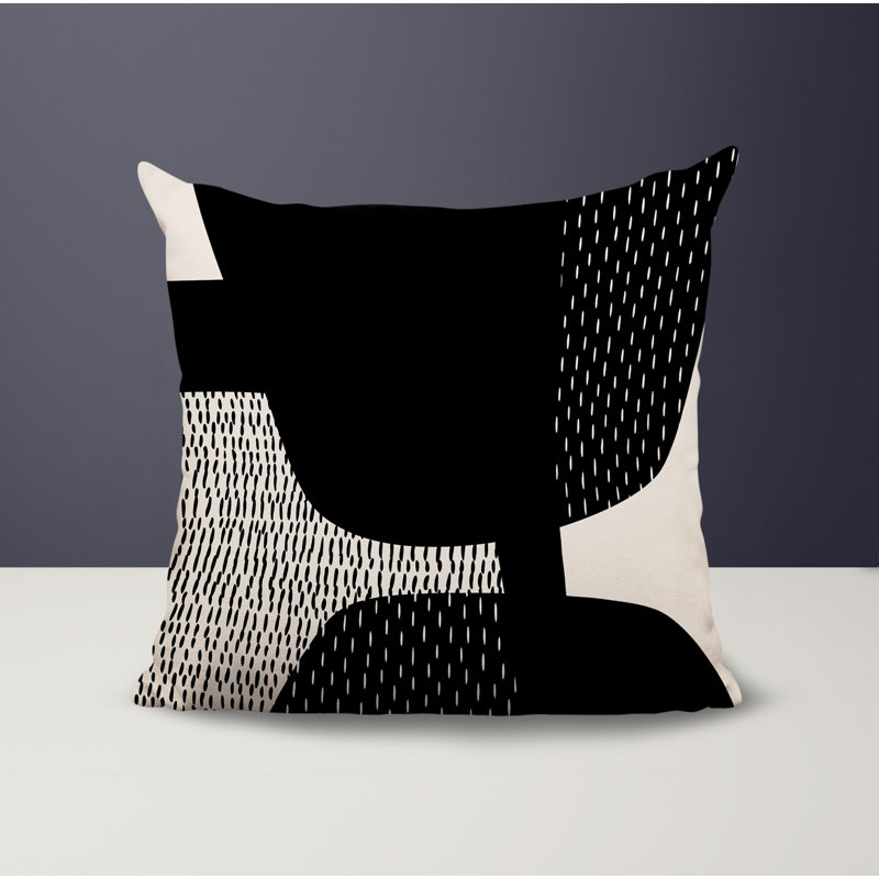 Coussin carré intérieur / extérieur pia, H 19 po x l 19 po, Black/Off-White