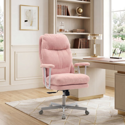 Suede Ergonomic Office Chair,  Adjustable Backrest, for Home Office