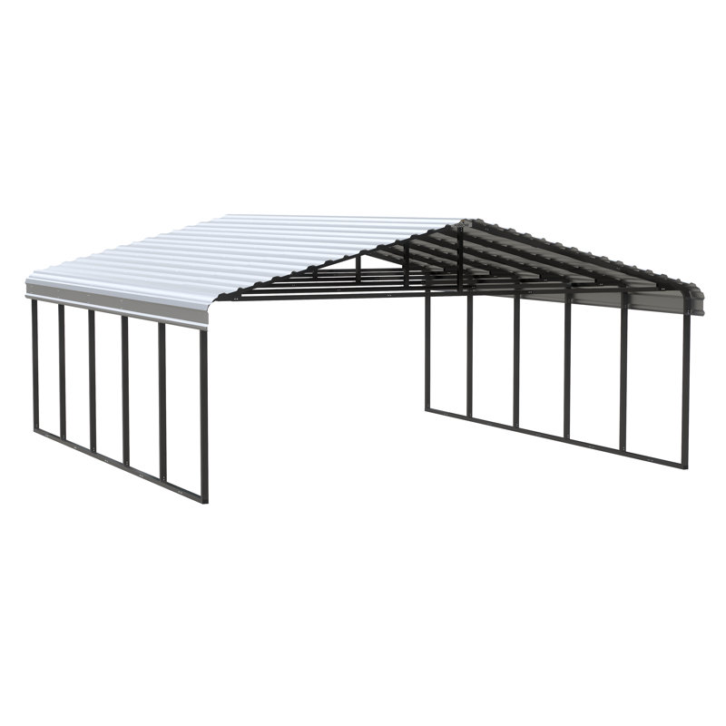 Galvanized Steel Carport, 20X24X9, Eggshell