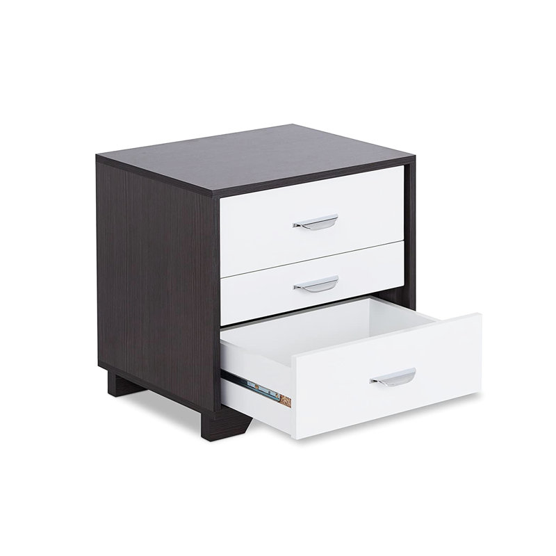 3 tables de chevet blanches et noires - rendent votre chambre à coucher plus attrayante avec 3 tiroirs fonctionnels pour