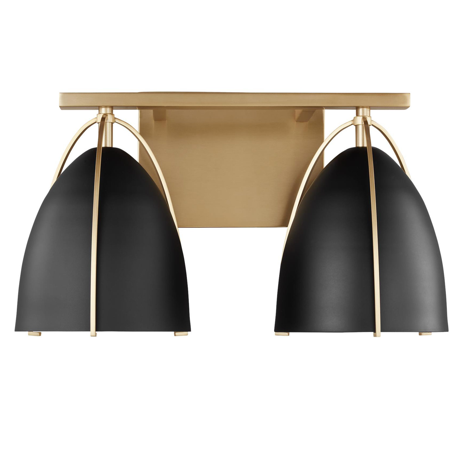 Nikki 2-Light Dimmable Vanity Light , Satin Brass, No, Black