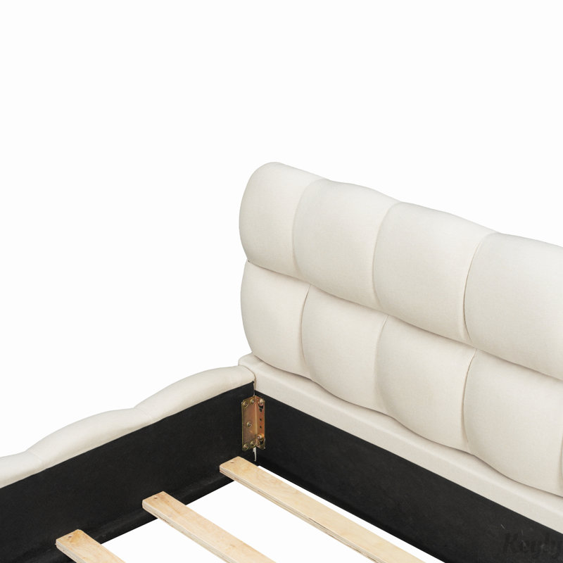 Lit plateforme tapissier avec tissu épais, structure solide pour plus de stabilité et de confort, parfait pour les chambres à coucher modernes