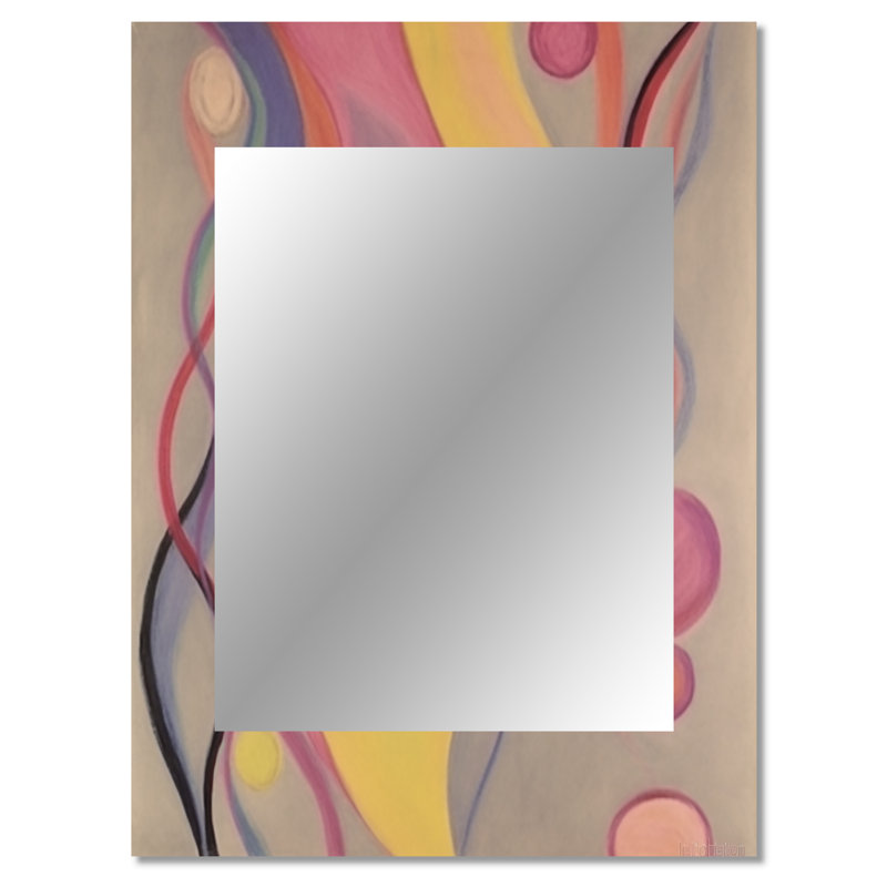 Shadow Dance Yellow & Pink Vintage Illustration - Abstract Painting Unique Wall Mirror, Modern Mirror, Printed Metal Art
