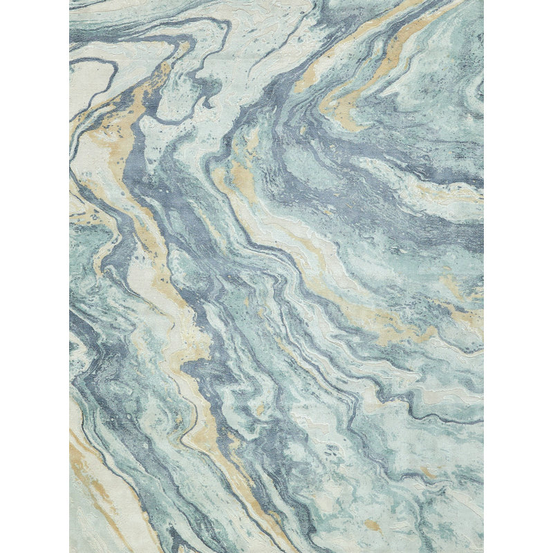 Gianni Abstract Area Rug in Blue/Gold/Ivory, Rectangle 8' x 10'