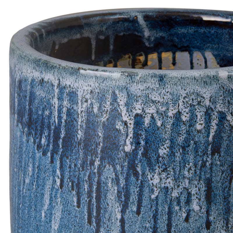 BARREL PLANTER, QUIN BLUE, 16" H x 15" W x 15" D