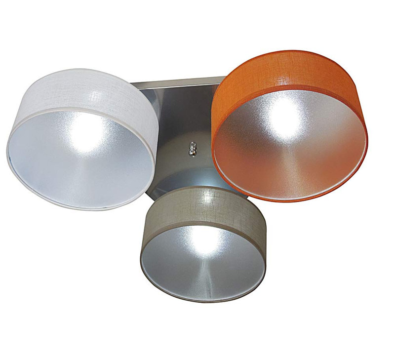 Pulley Fabric Semi Flush Mount, White/Light brown/Orange