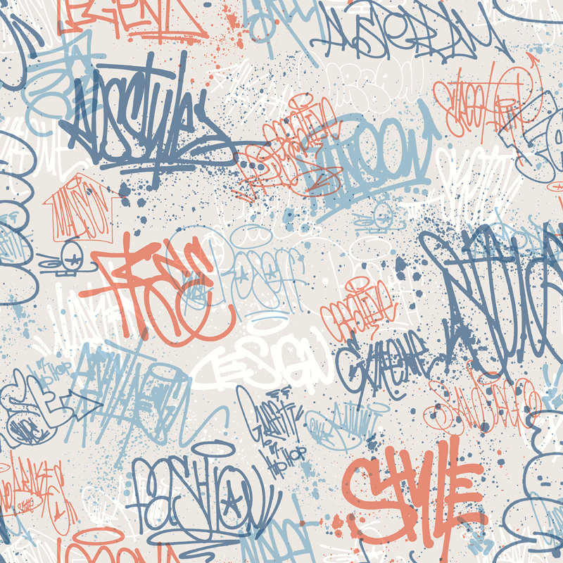 Papier peint graffiti, Blue