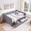 Grand lit de jour en vichy confortable avec deux tiroirs de rangement, port USB et adorable tissu en forme de vague-1329669632-1329669759