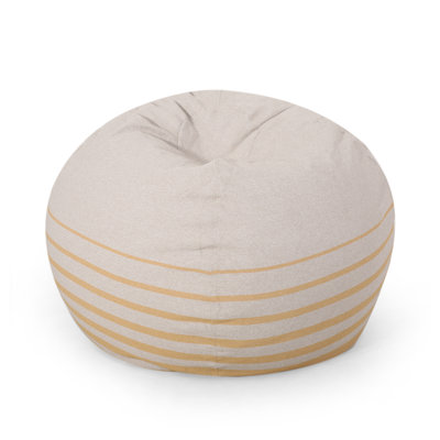 Fauteuil à billes arrondi 5 pieds Bohemio, tissu rayé jaune - rembourrage en mousse confortable pour le salon et la chambre à coucher
