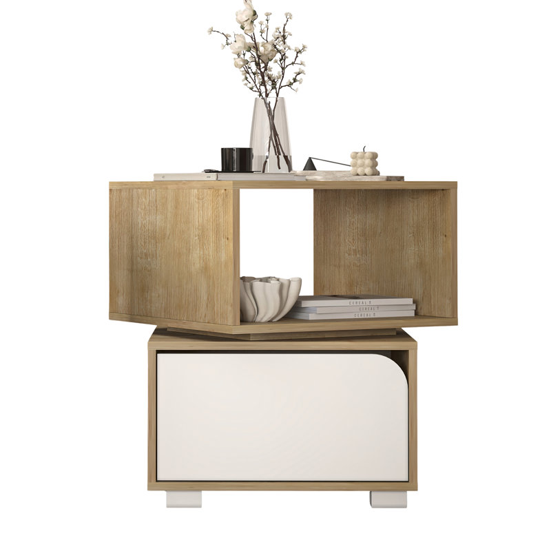 End Table, Oak Body / White Door