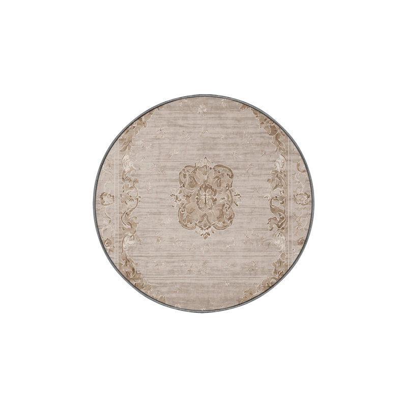 Machine Washable Gray Area Rug, Round 8'