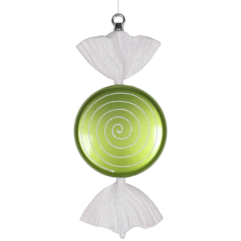 Ornement 13 "bonbon scintillant, Lime / Blanc