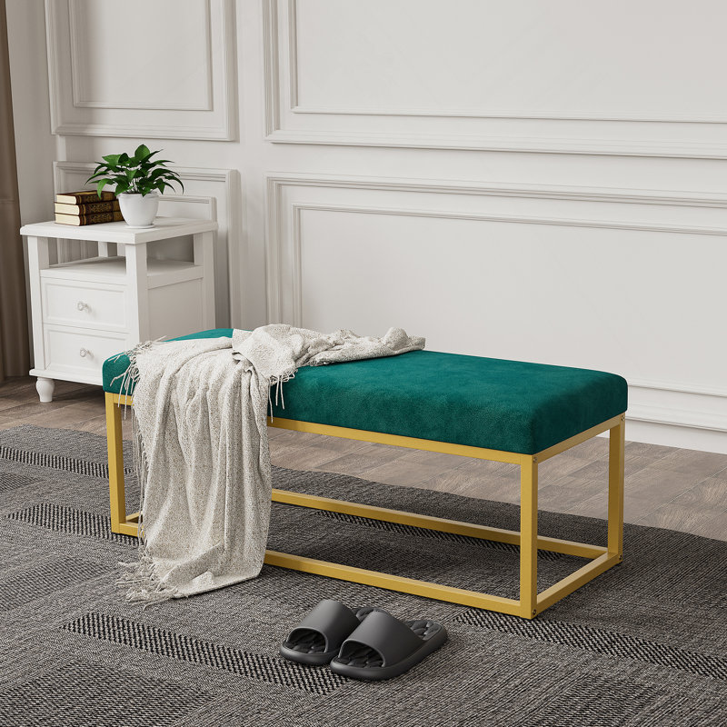 Banc de rangement pour hall d'entrée, banc avec structure en acier, salle à manger de salon, style Mid-Century moderne, charge 600 lb