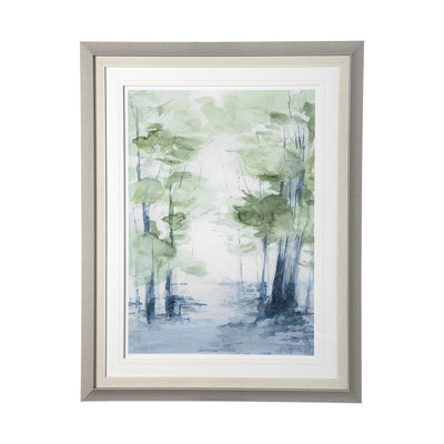 «Forest Dew II», reproduction d'art encadrée à la main avec passe-partout en verre