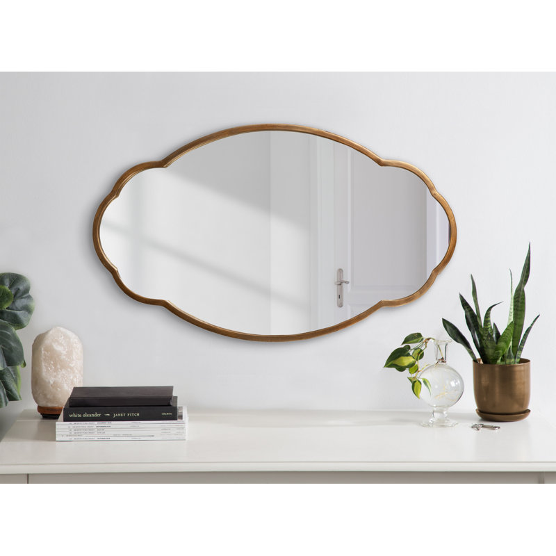 Audrys Oval Mirror, Antique Gold
