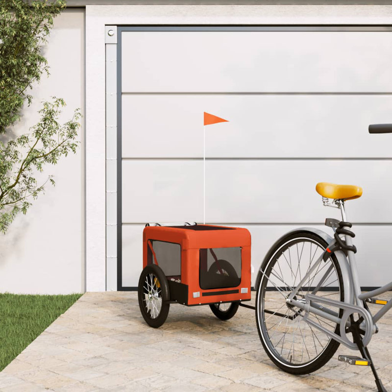 Pet Bike Trailer Oxford Fabric and Iron, 54.5 x 120 x 53 cm, orange