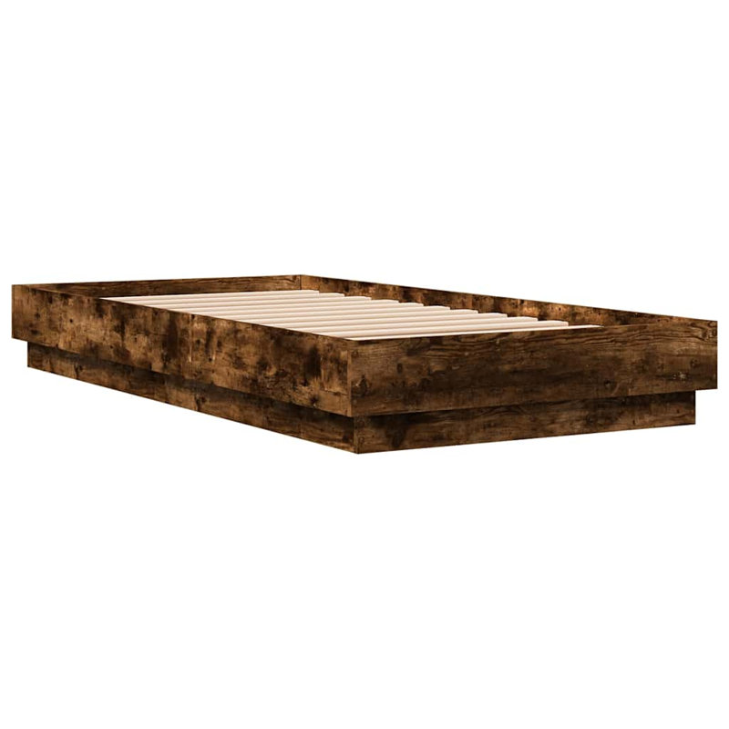 Vidaxl Bed Frame Engineered Wood, Single (3'), Smoked Oak