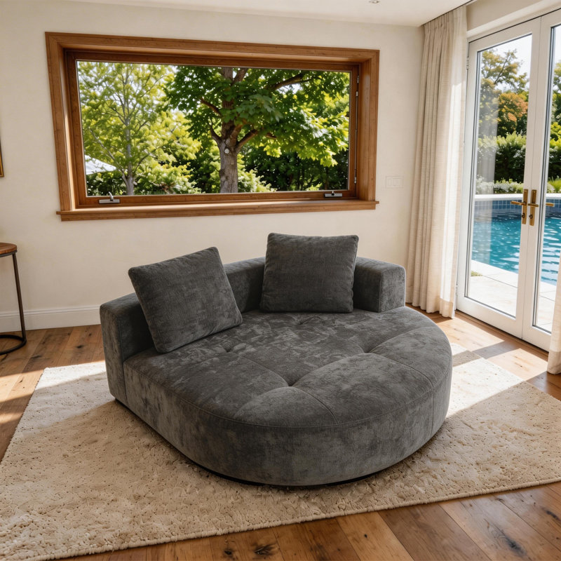 Canapé-lit modulaire courbé surdimensionné rembourré avec 2 coussins, rembourré entièrement en mousse, sans assemblage requis