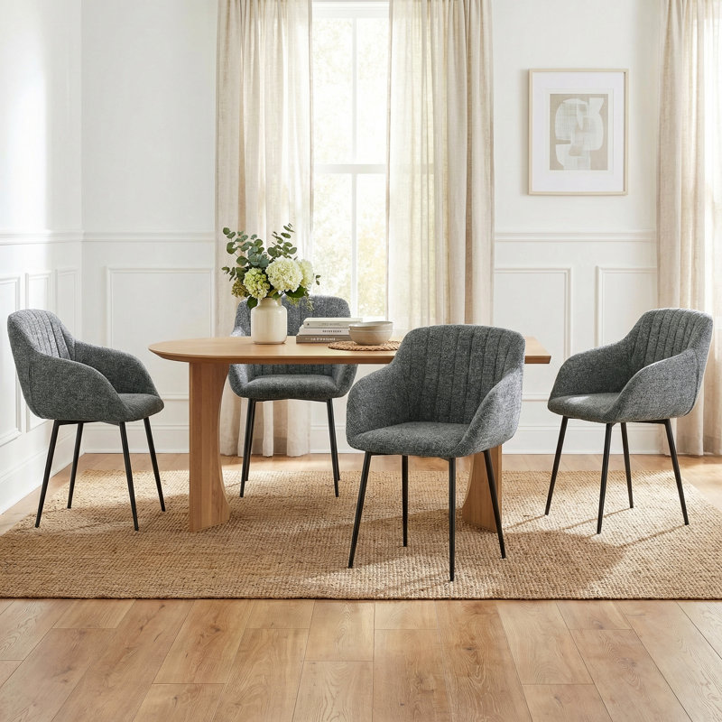 Ohio Upholstered Dining Chair, 4, Grey Chenille
