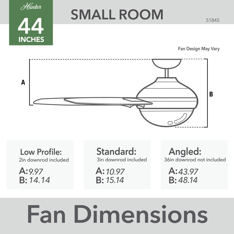44" Gilmour 3 - Blade Damp Rated Ceiling Fan with LED Light Kit and Handheld Remote, Matte Silver