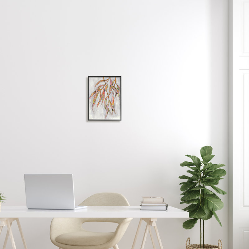 Withering Leaves Botanical Canvas Print with Black Frame