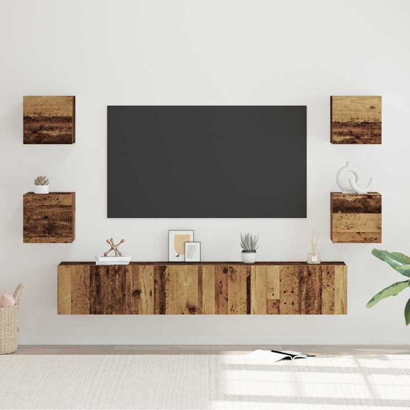 TV Cabinet Set 7 Pcs Engineered Wood, Old Wood, 30cm H x 60cm L x 30cm W