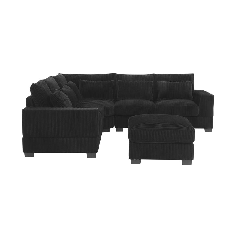 Canapé modulaire Laguna, Velours côtelé noir