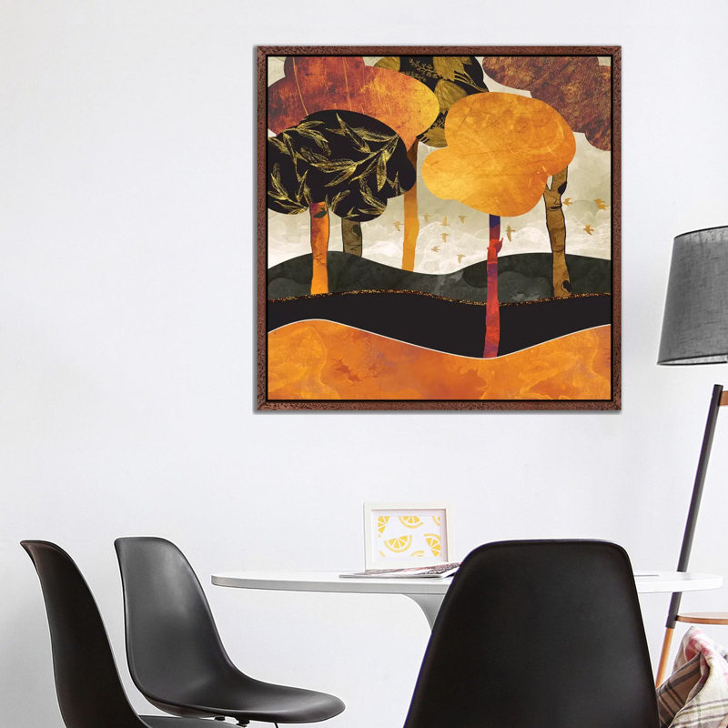 Metallic Forest - Print on Canvas, 93.98 cm H x 93.98 cm W, Classic Brown Wood Framed